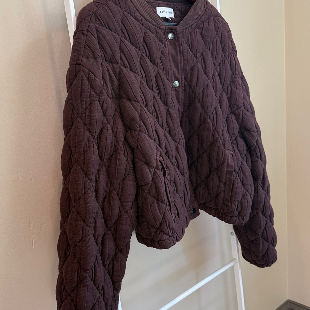 NWOT Bella Dahl French Roast Quilted Bomber Jacket - Picture 6 of 9